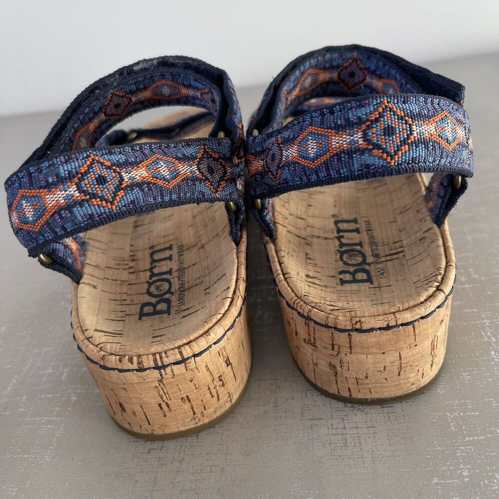 BORN Sirena Cork Platform Slingback Sandals Size 7M Hippie Festival Y2K Boho - Picture 8 of 11